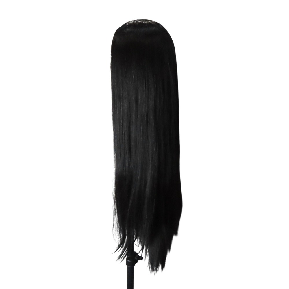 35" Long Straight Black T Part Lace Front Wig Heat Resistant Synthetic Hair 35" - Picture 5 of 12